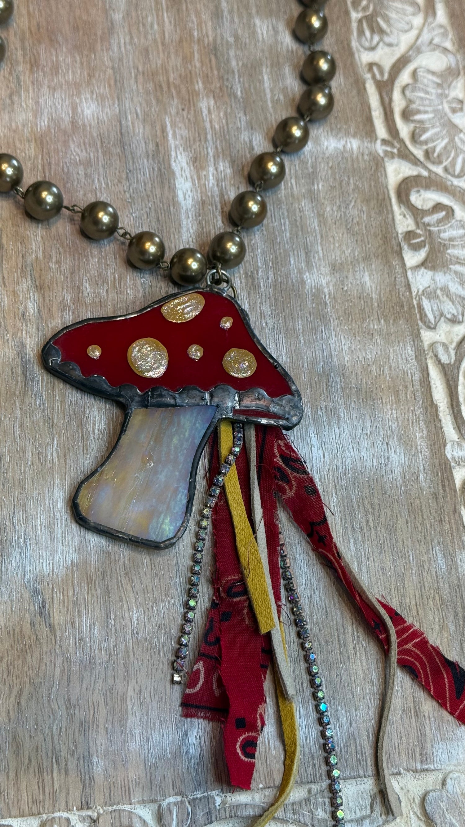 Stained Glass Mushroom Necklace