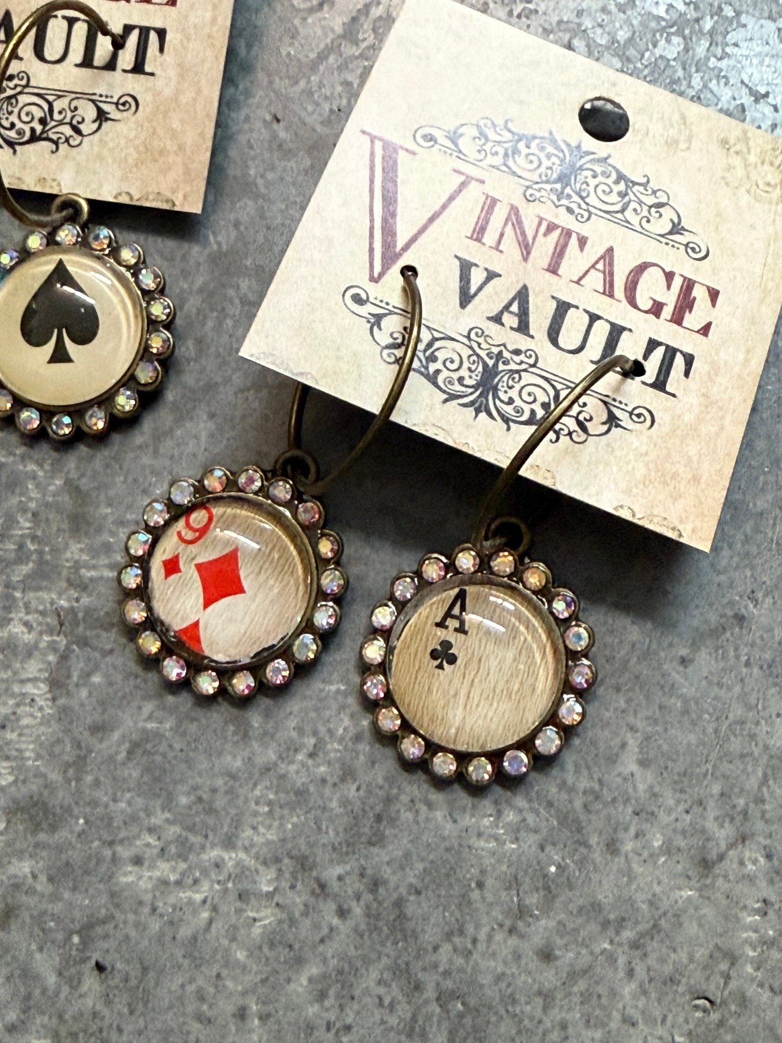 Mismatched Card Earrings - Vintage Vault Boutique