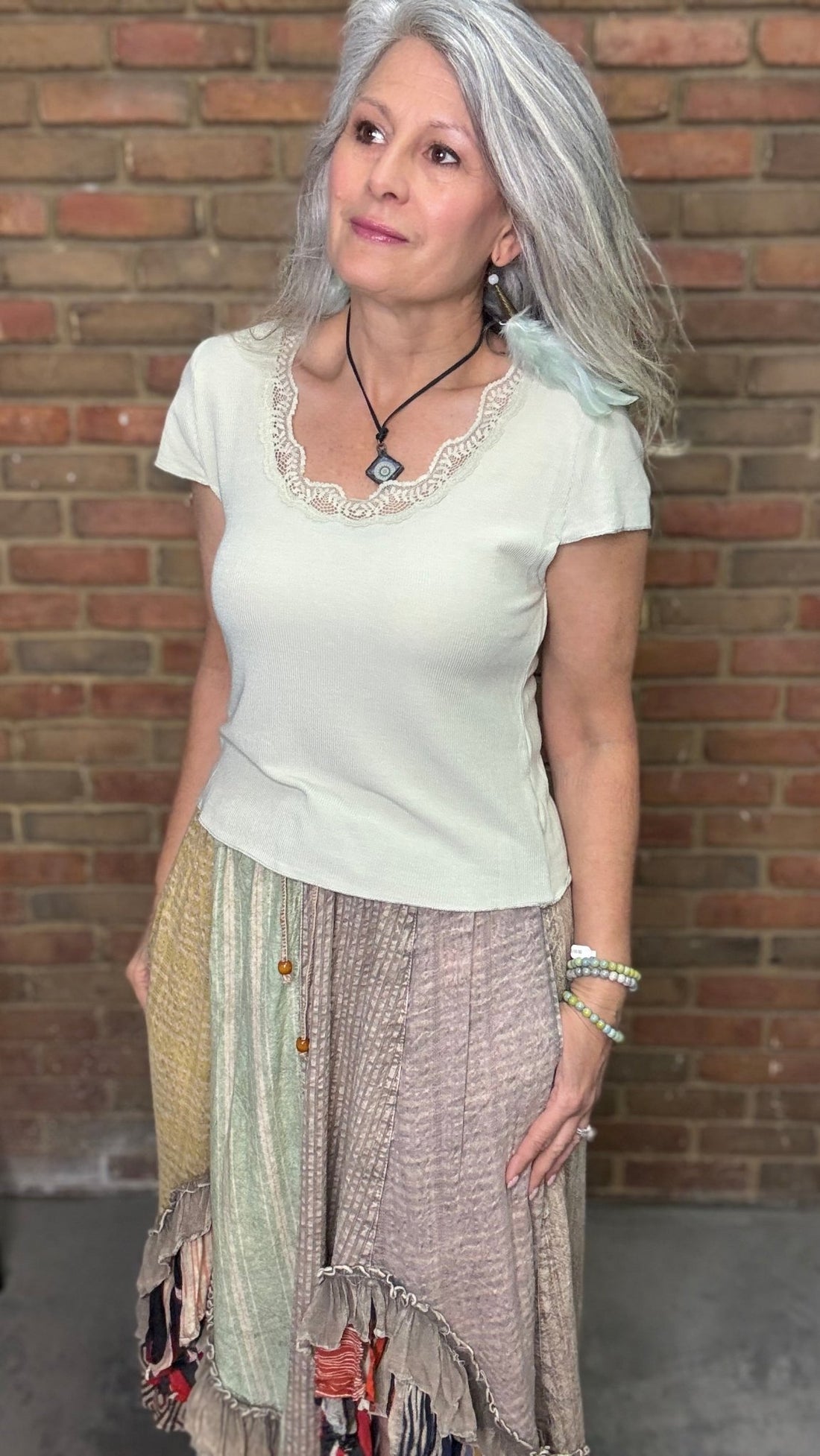Tea Green Ribbed Short Sleeve Top - Vintage Vault Boutique