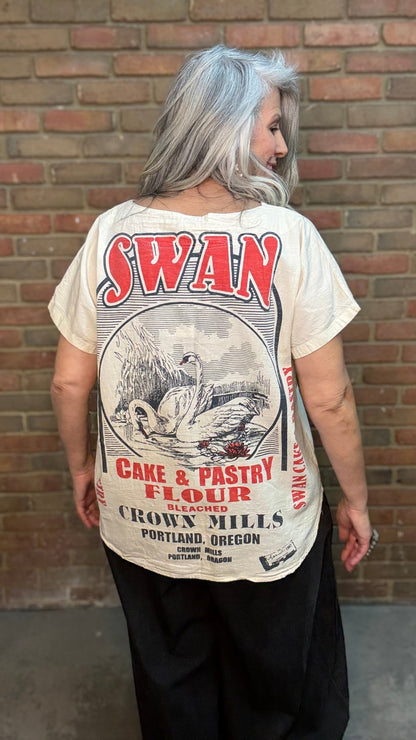 Vintage Swan Flour Hi - Lo Top - Vintage Vault Boutique