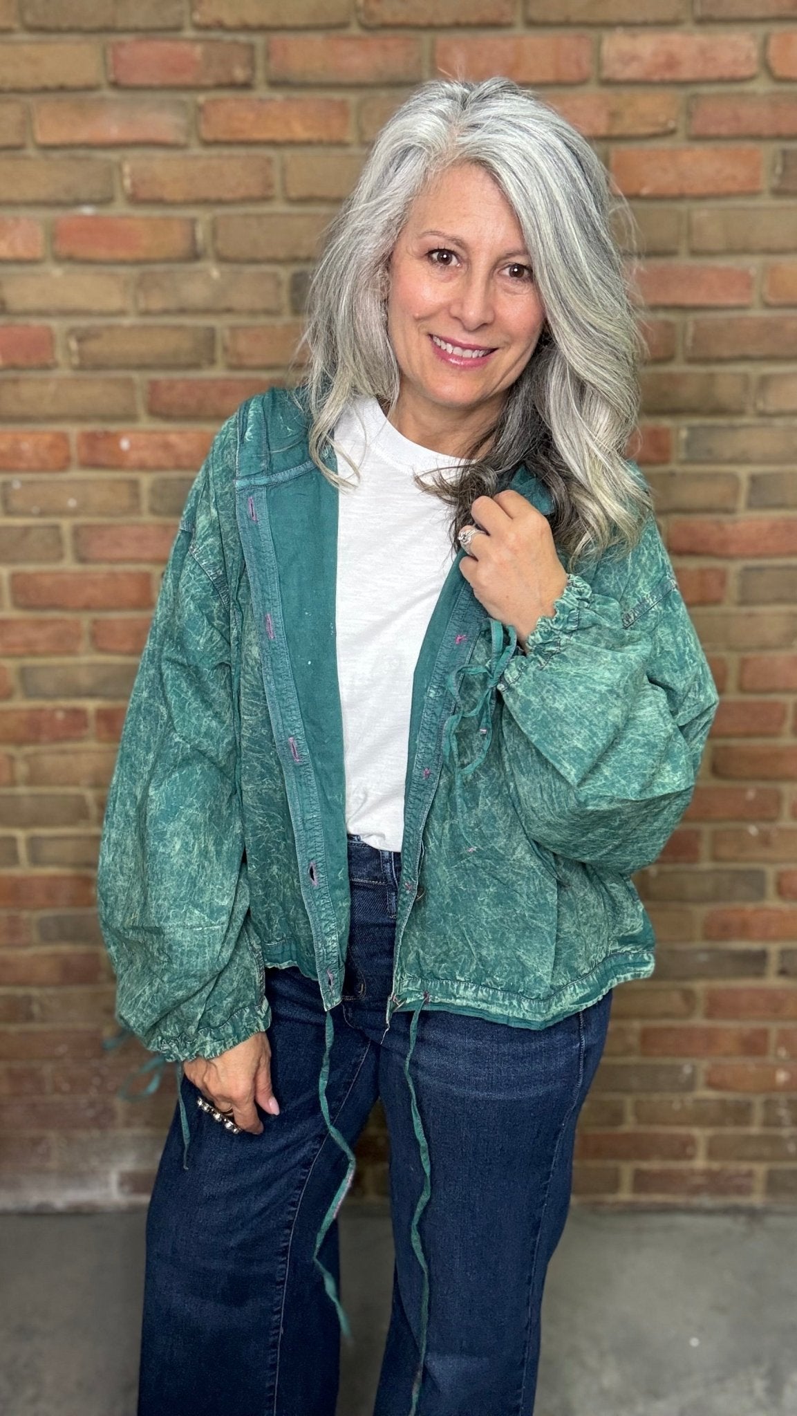 Teal Hoodie Wind Jacket - Vintage Vault Boutique
