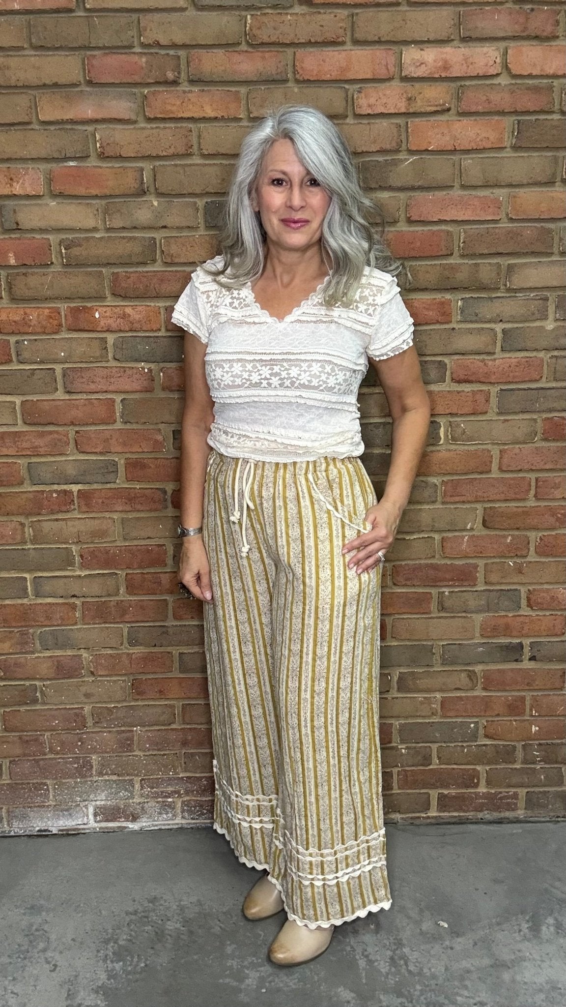Stripe with Rick Rack Trim Pants - Vintage Vault Boutique