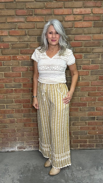 Stripe with Rick Rack Trim Pants - Vintage Vault Boutique