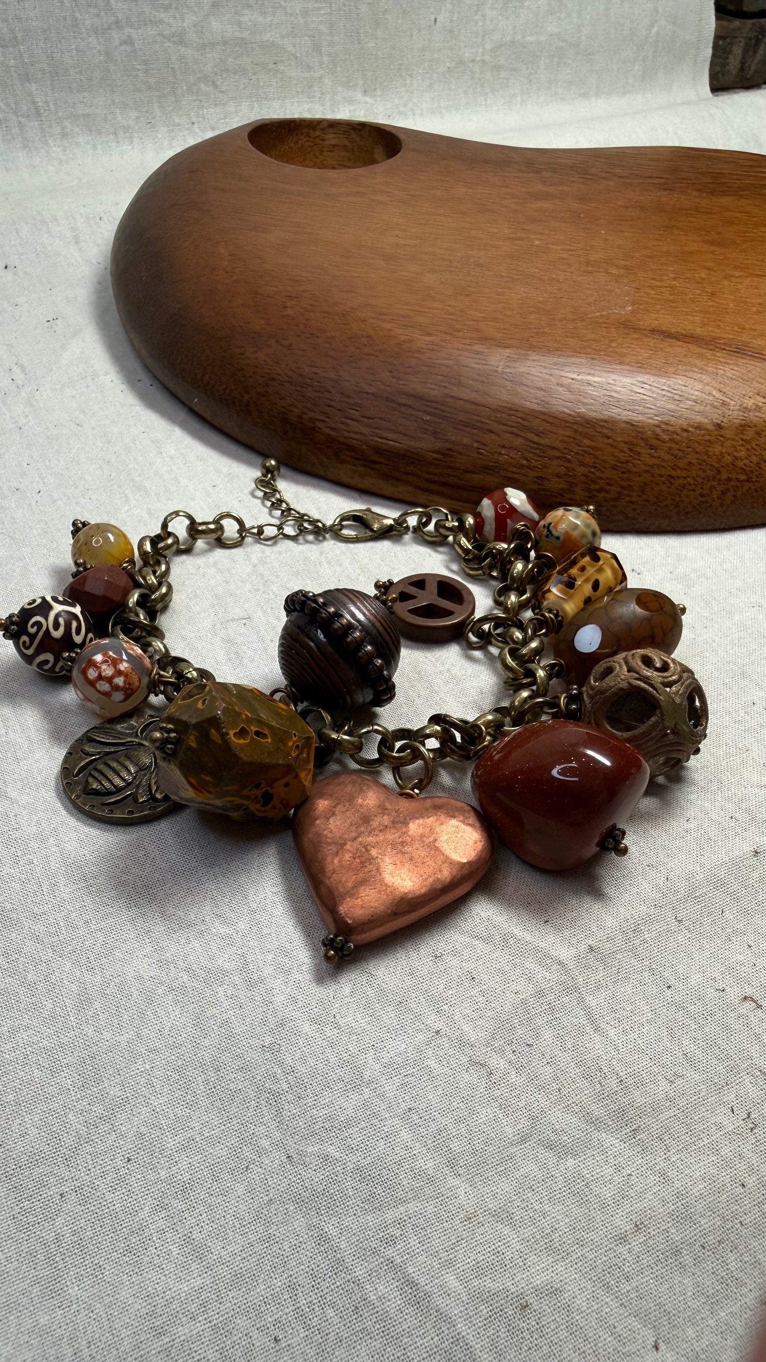 Copper Heart Charm Bracelet