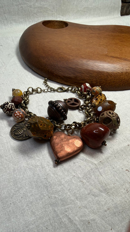 Copper Heart Charm Bracelet