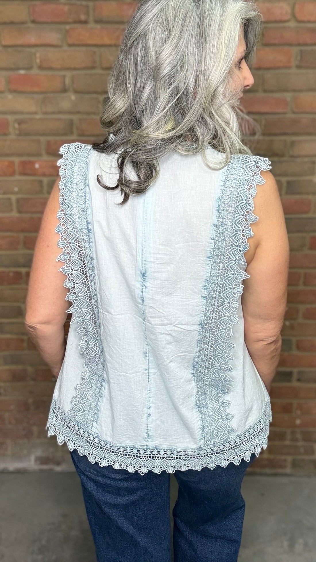 Denim Blue Sleeveless Blouse - Vintage Vault Boutique