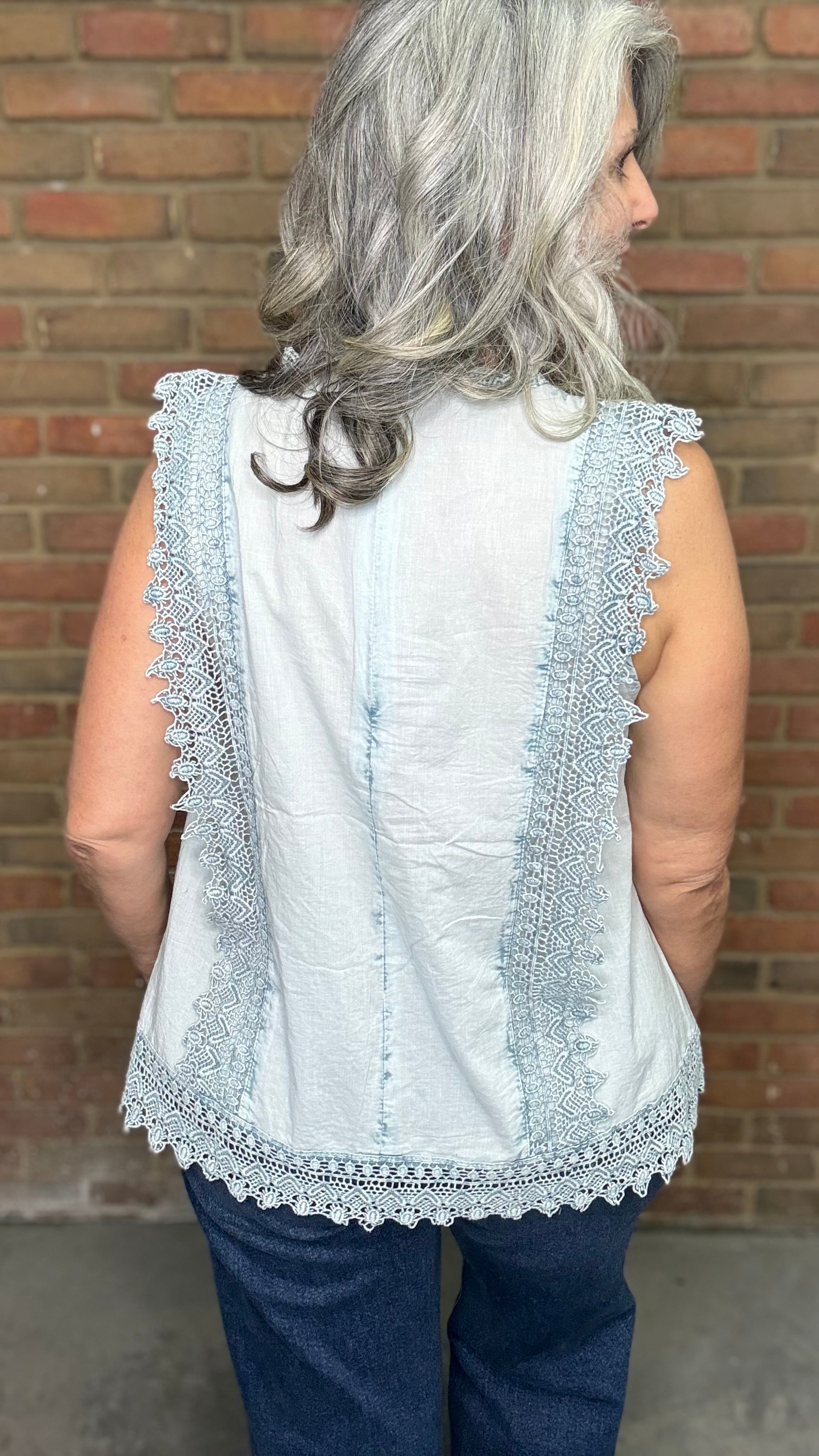 Denim Blue Sleeveless Blouse