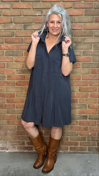 Charcoal PIntuck Shirt/Dress