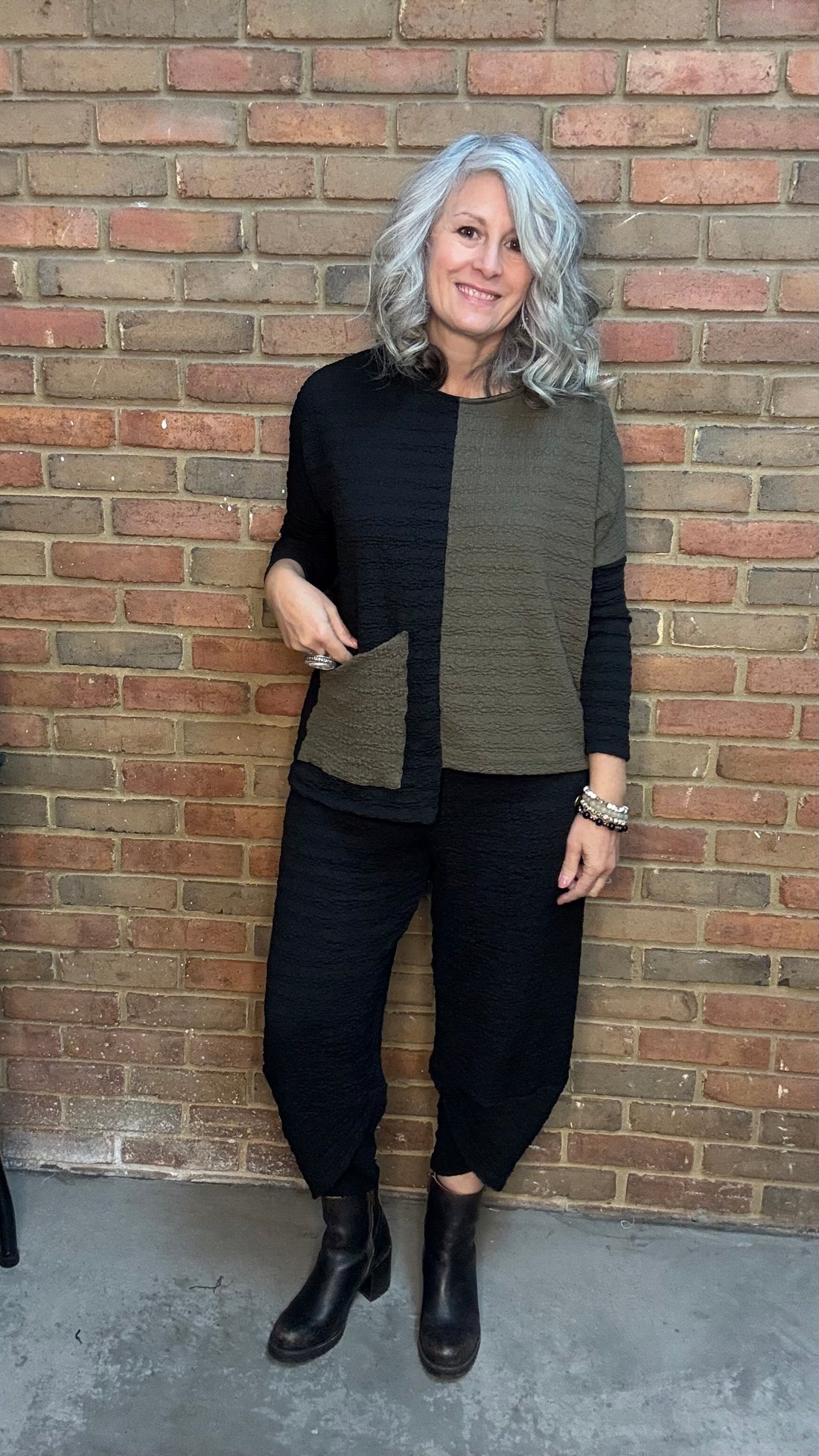 Black Waffle Capri Pant