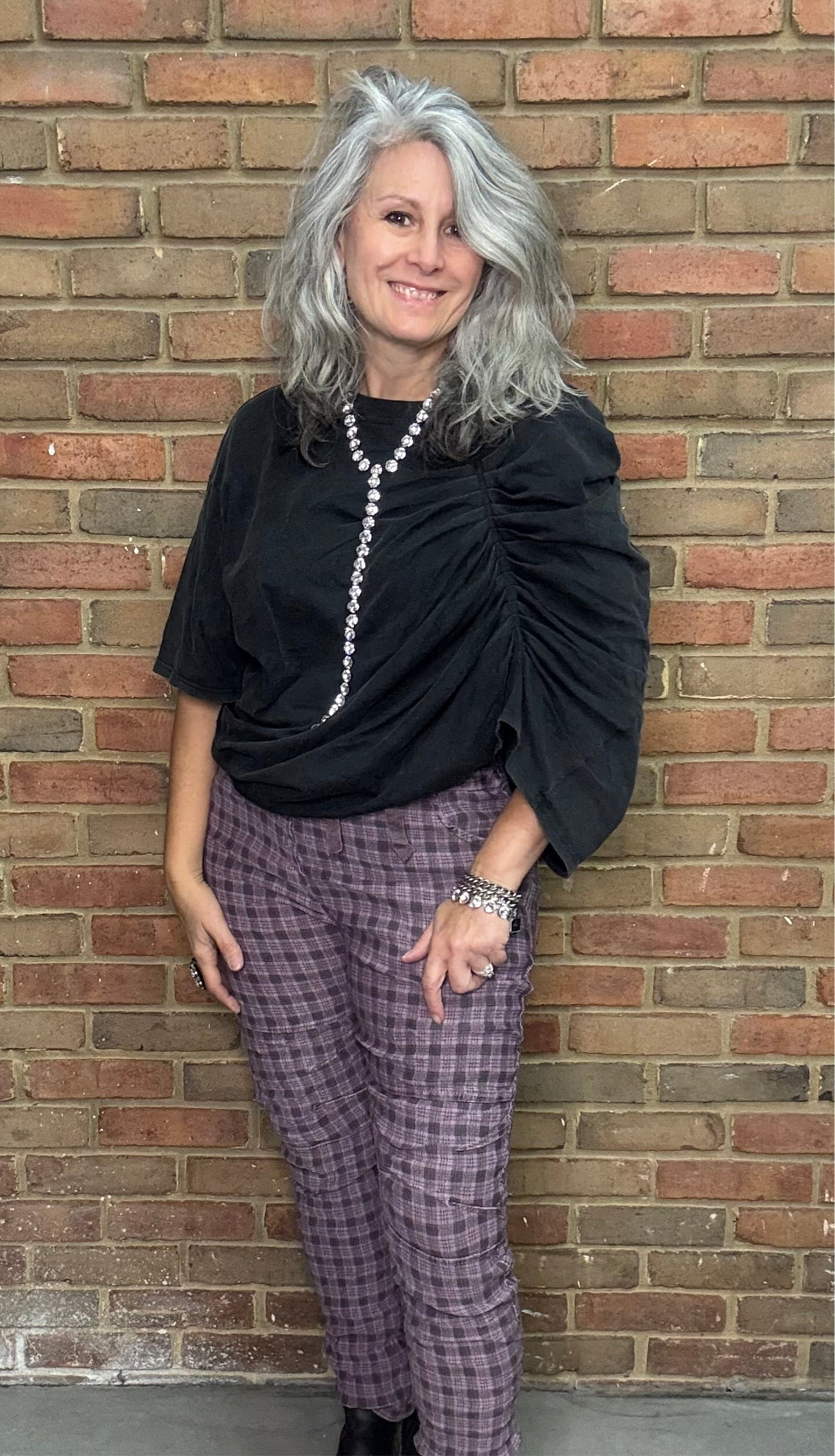 Washed Draped Pleated T-Shirt