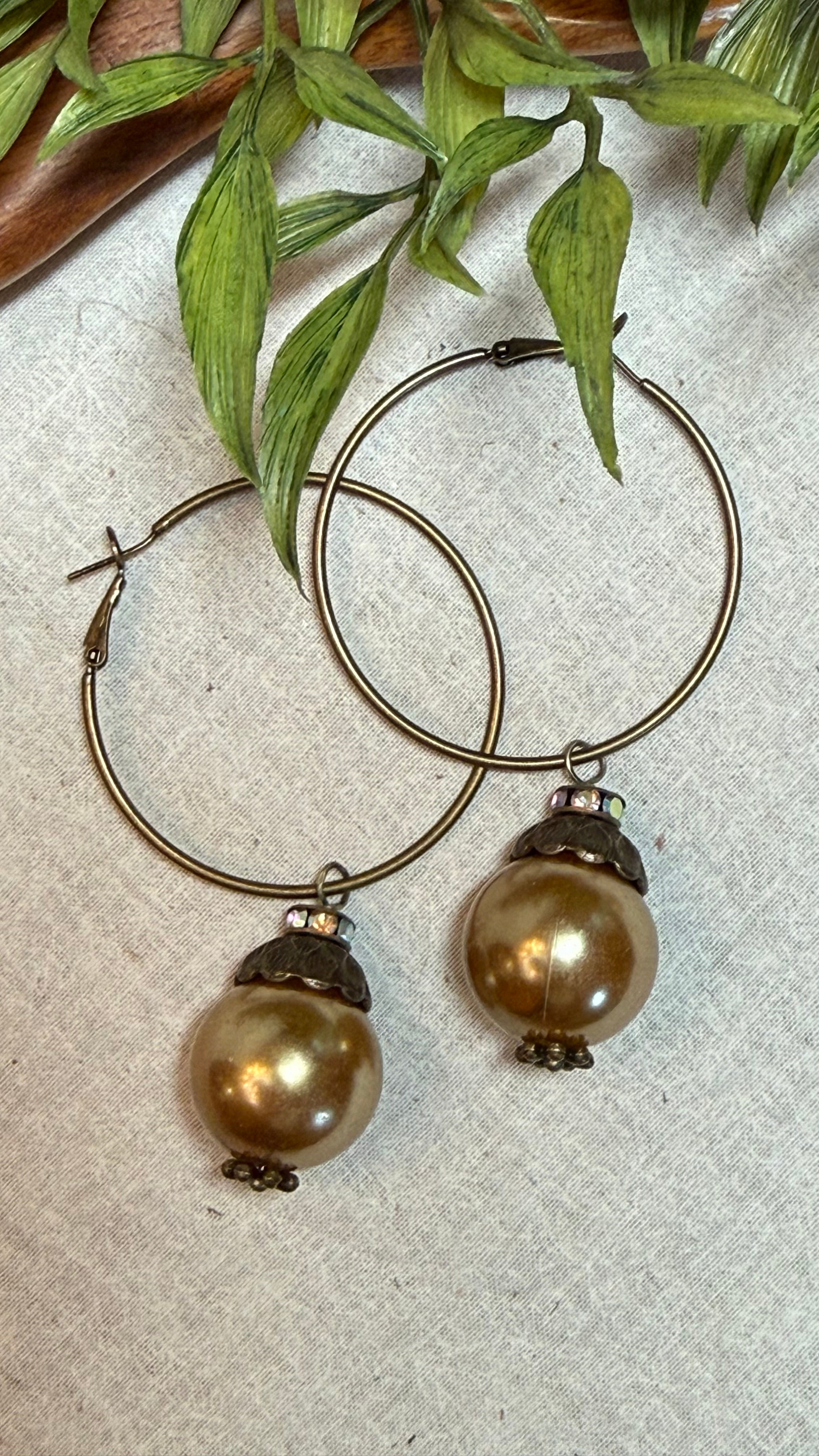 Champagne Hoop with Pearl Earrings