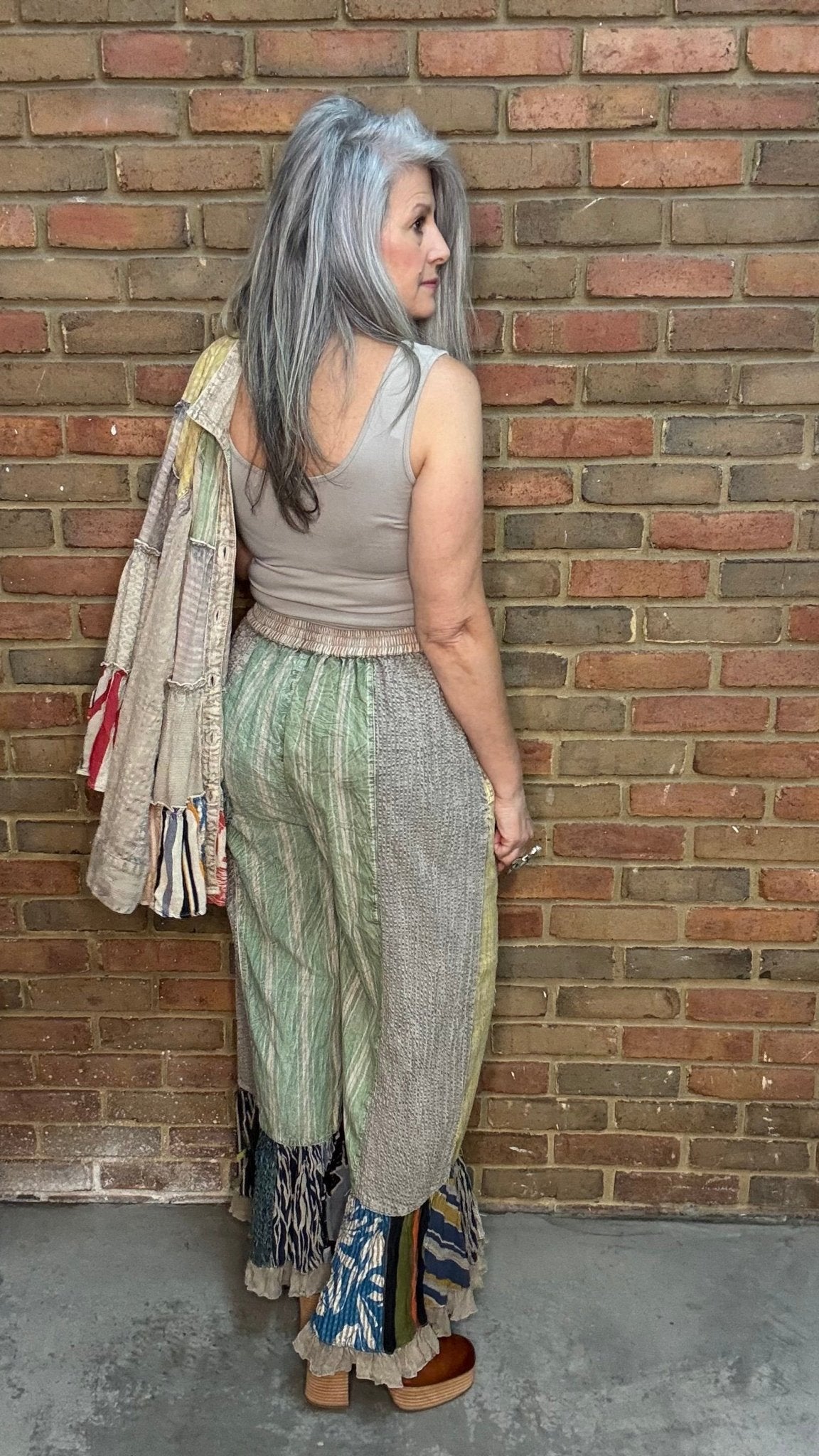Boho Patchwork Stripe Pant - Vintage Vault Boutique