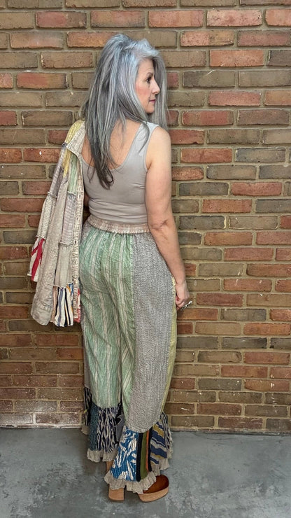 Boho Patchwork Stripe Pant - Vintage Vault Boutique