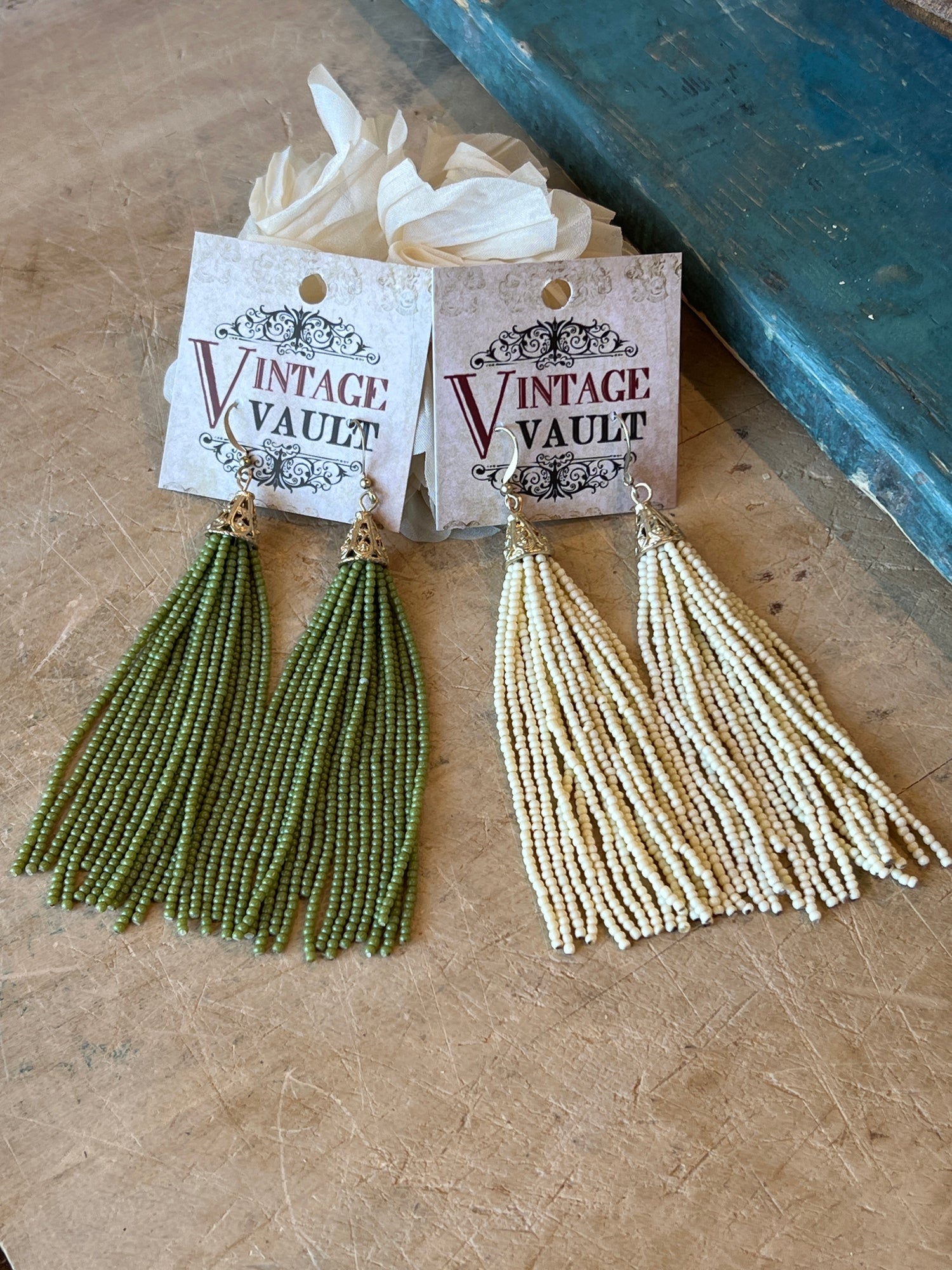 Seed Bead Tassel Earrings