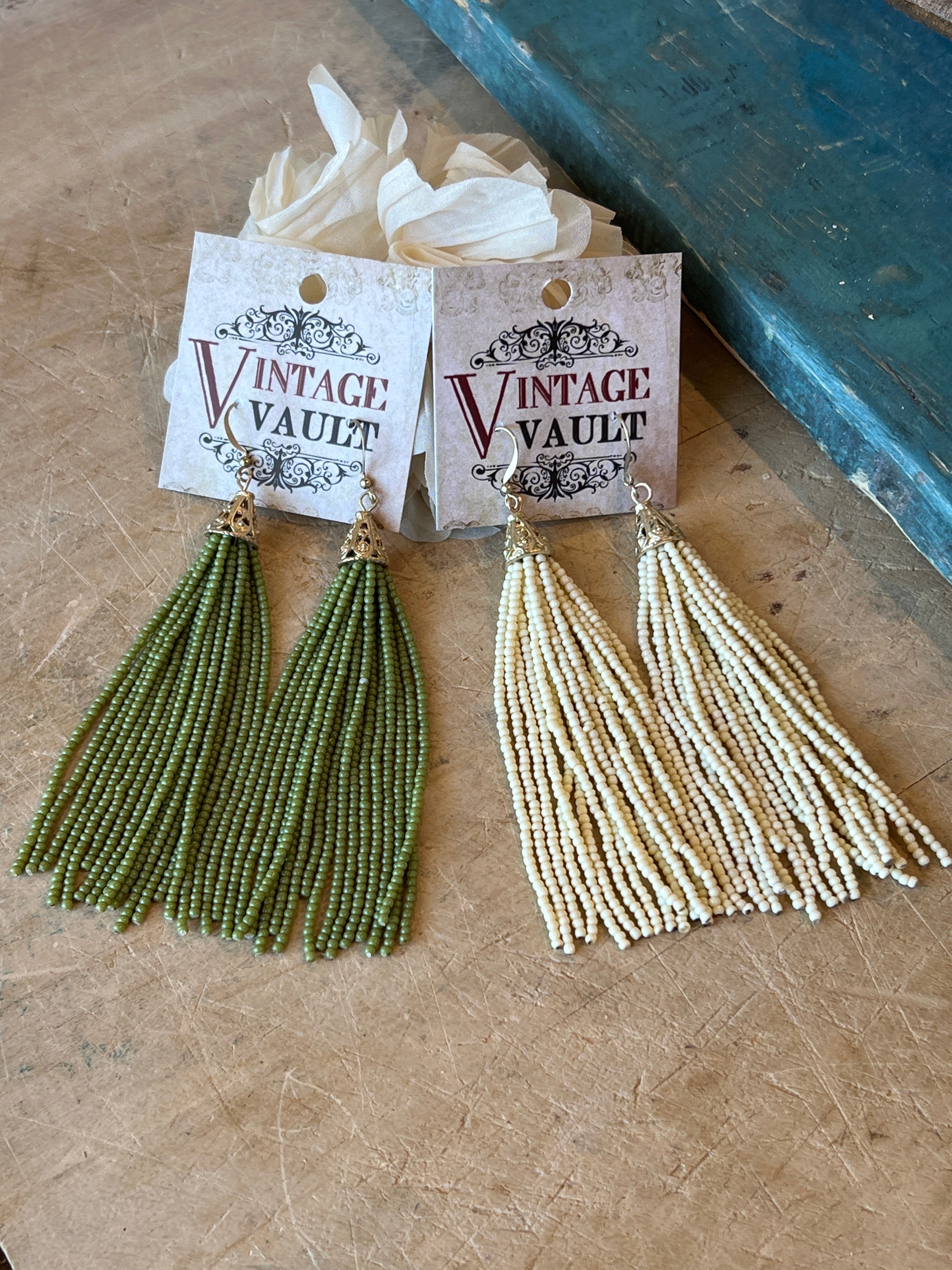 Seed Bead Tassel Earrings