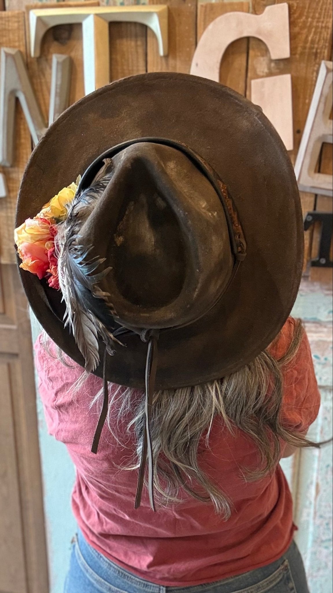 Yellow Rose Embossed Band Cowboy Hat by A Rare Bird - Vintage Vault Boutique