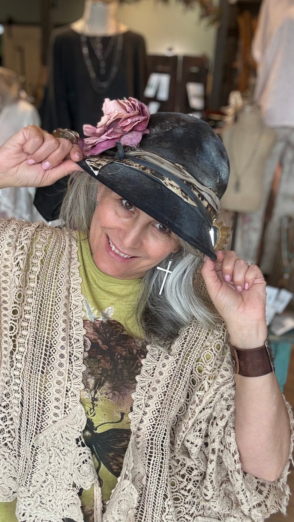 Pink Rose Bucket Hat by A Rare Bird - Vintage Vault Boutique