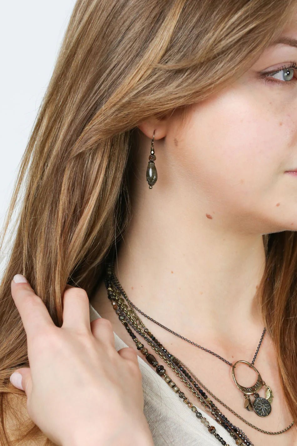 Espresso Czech Glass Earring E008 - Vintage Vault Boutique