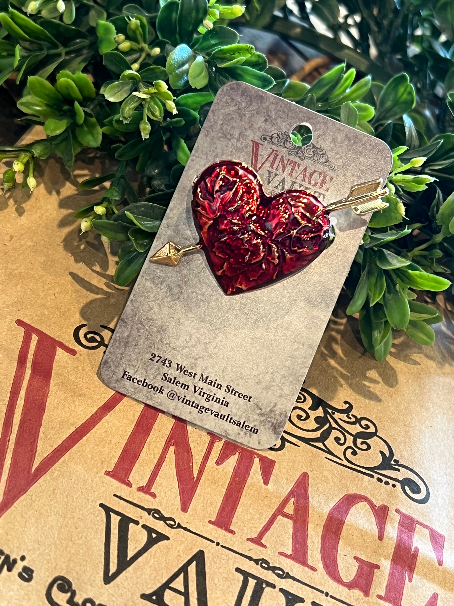 Enamel Heart Brooch Pin