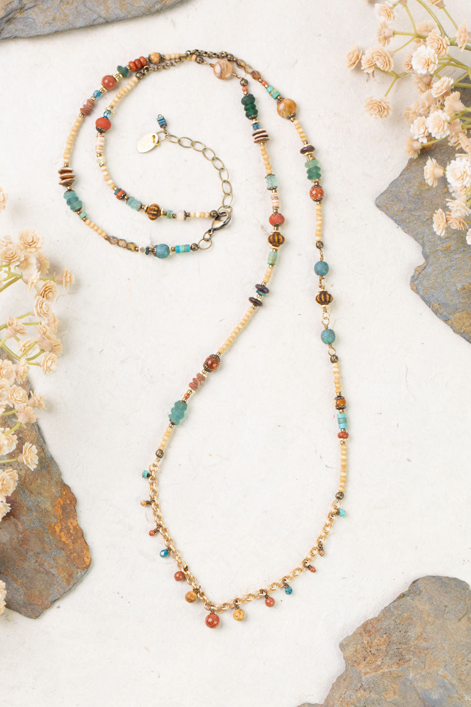 Enlighten Czech Glass, Sea Glass Collage Necklace 008N