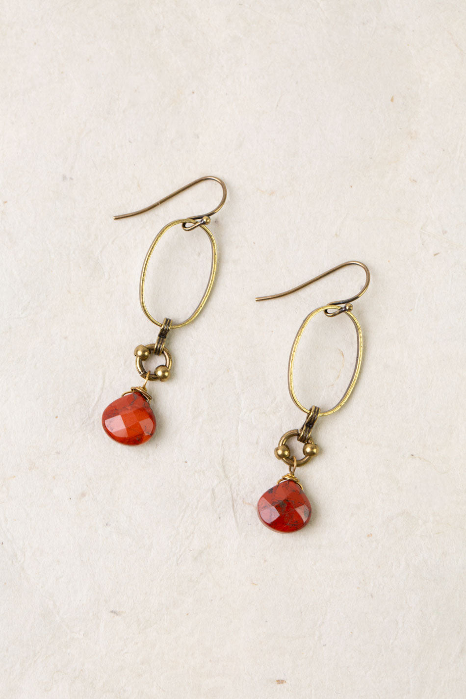 Enlighten Red Jasper Briolette Dangle Earrings 013E