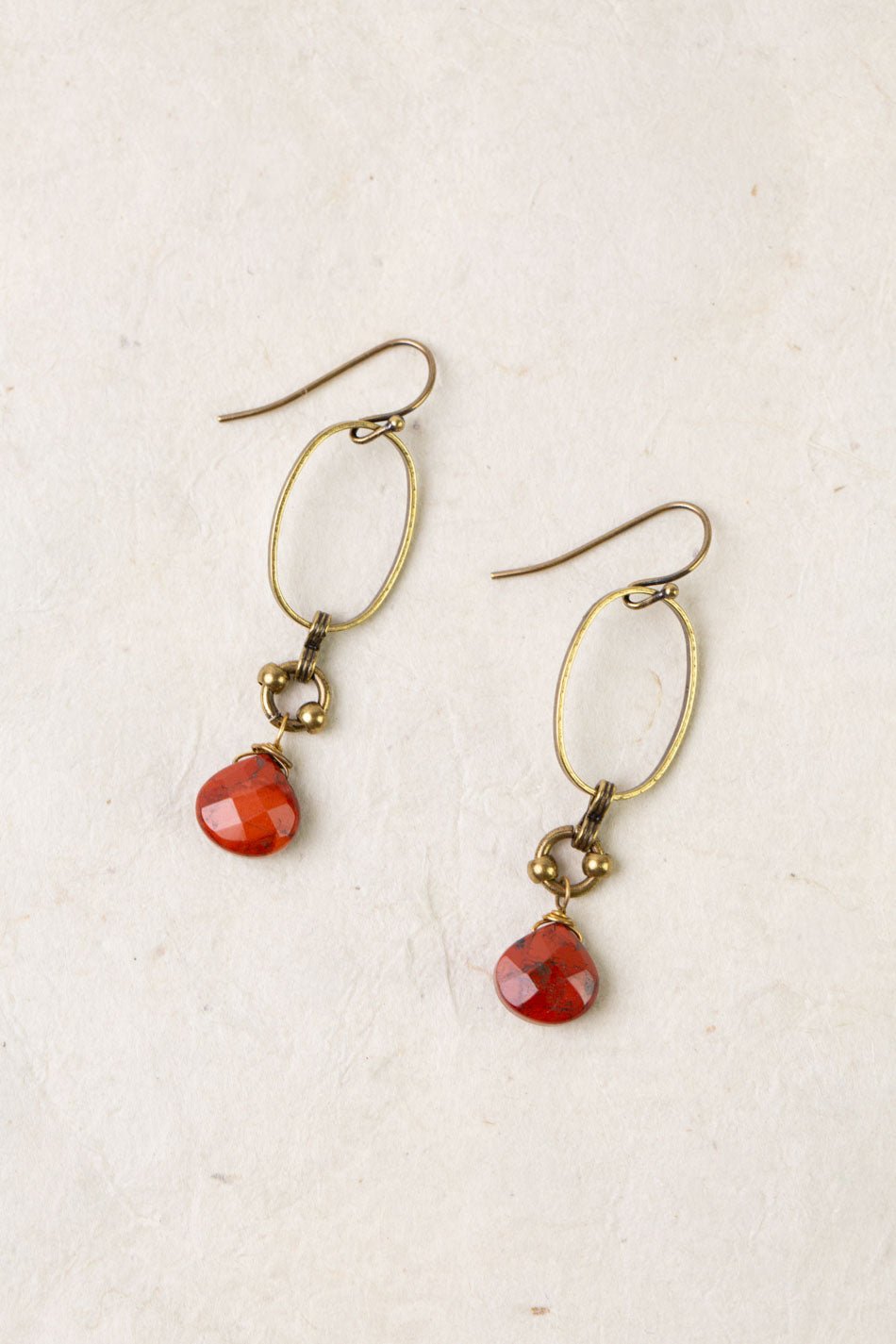 Enlighten Red Jasper Briolette Dangle Earrings E013 - Vintage Vault Boutique