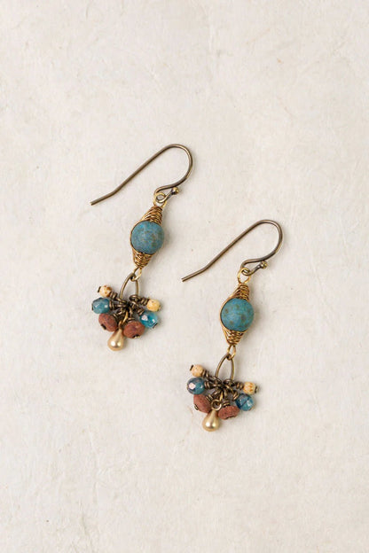 Enlighten Czech Herringbone Earrings E023 - Vintage Vault Boutique