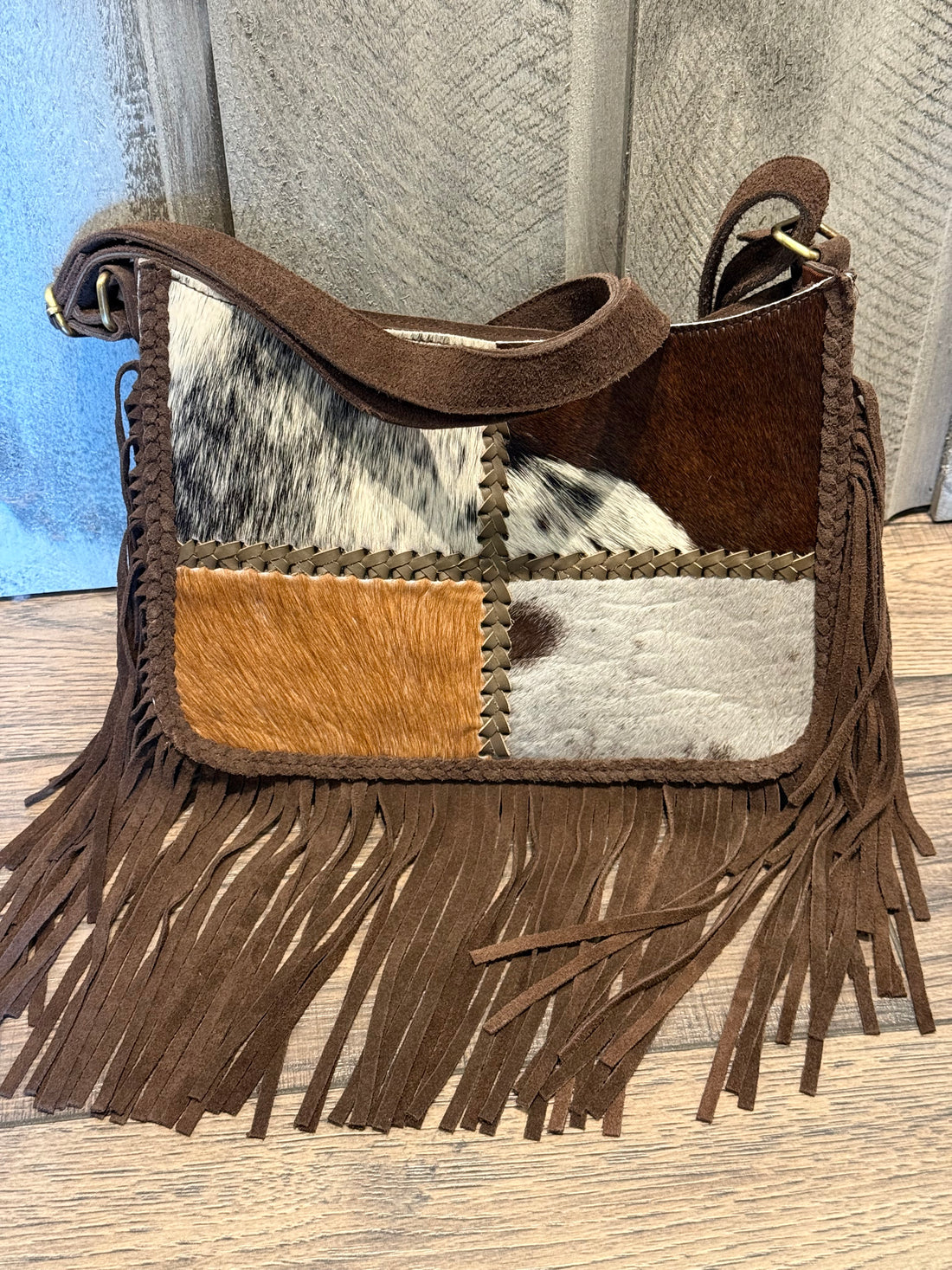 Multi Cowhide Fringe Purse