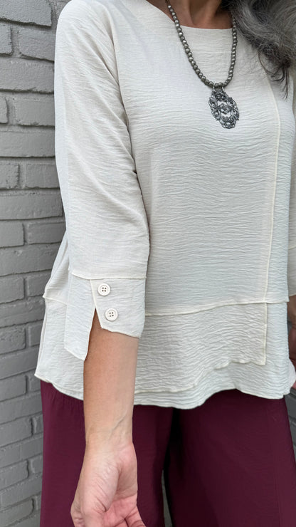 Cream Airflow Button Detail Tunic