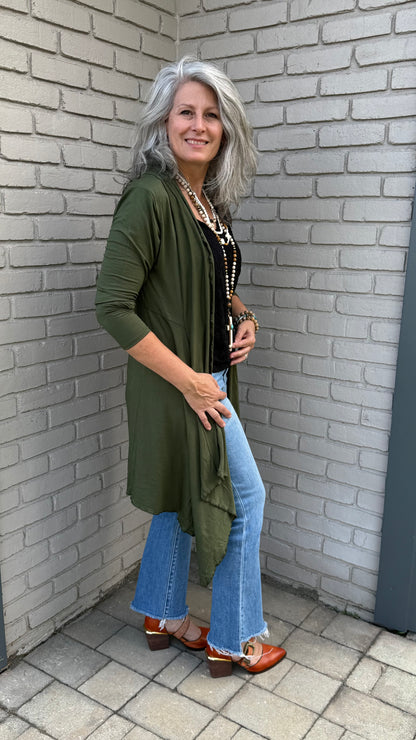 Forest Green Knit Cardigan