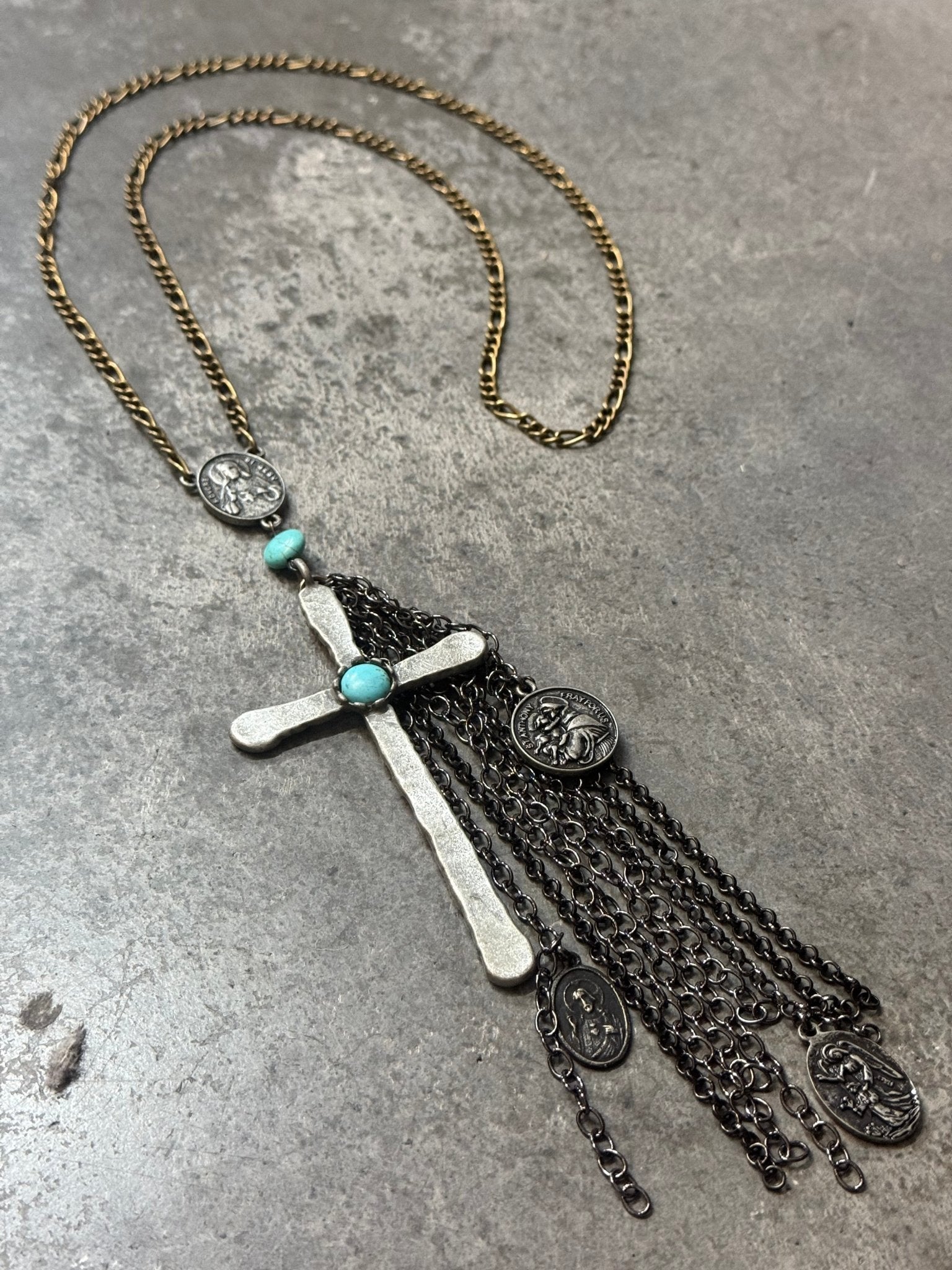 Iron Cross Tassel Necklace - Vintage Vault Boutique
