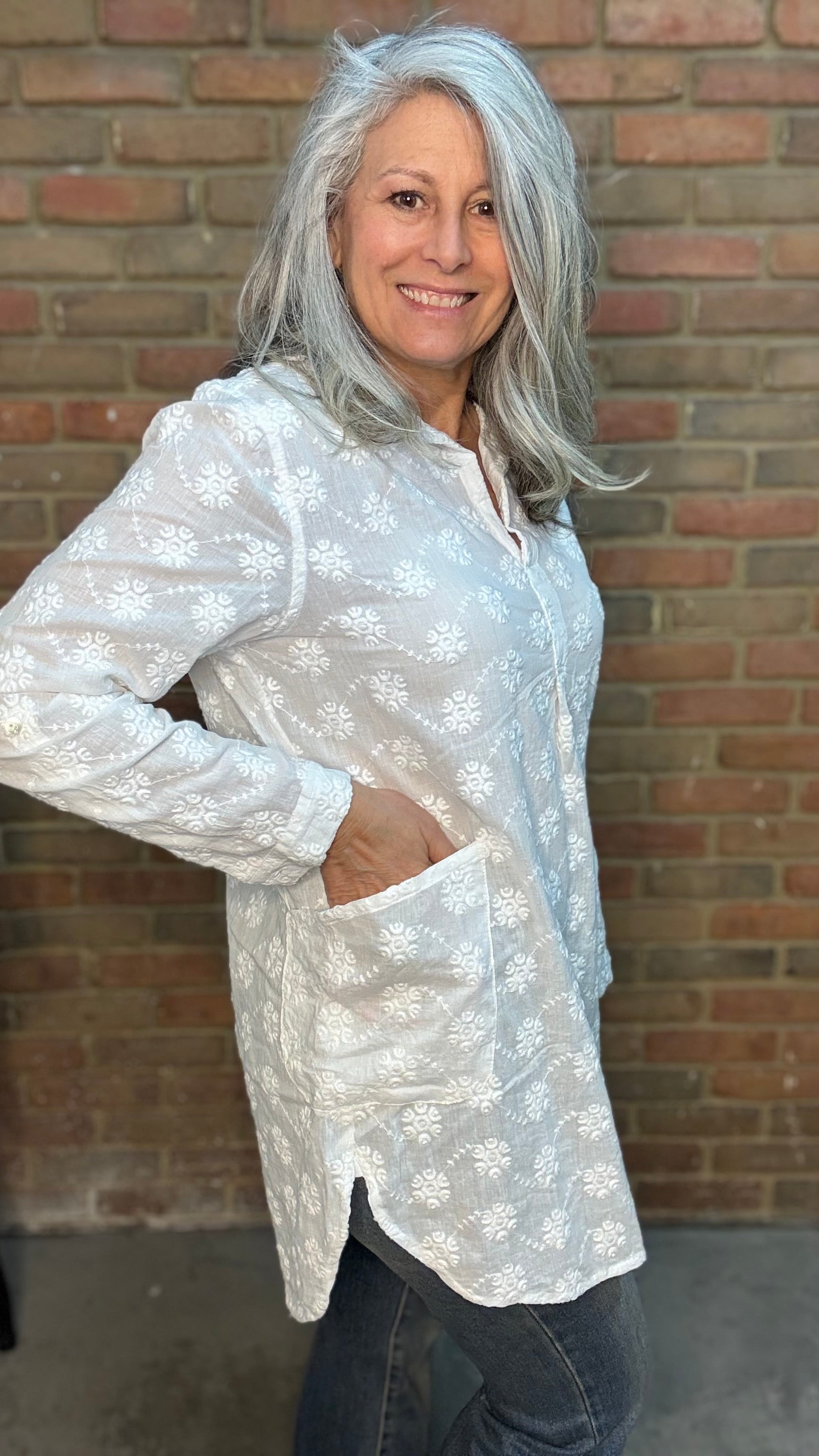 Tory Embroidery Tunic White