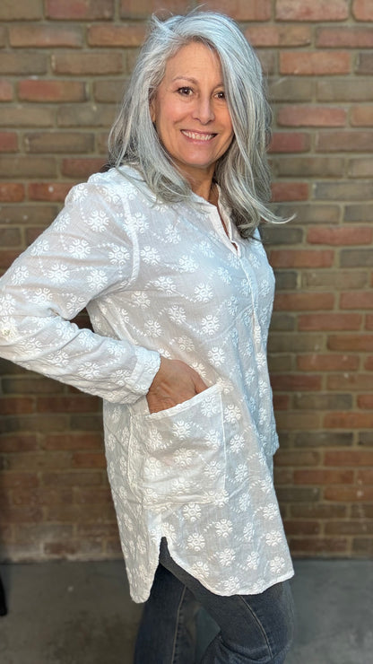 Tory Embroidery Tunic White