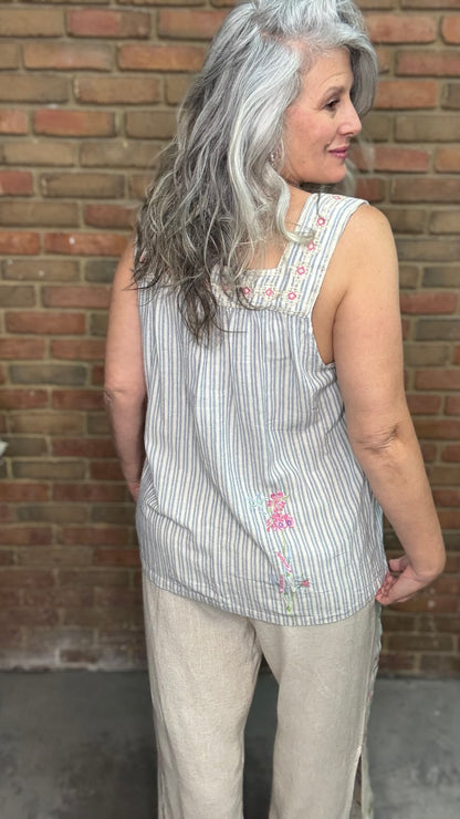 Linen Stripe Smock Tank