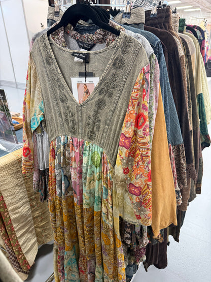 Gravel Rustic Bohemian A-Line Midi Dress