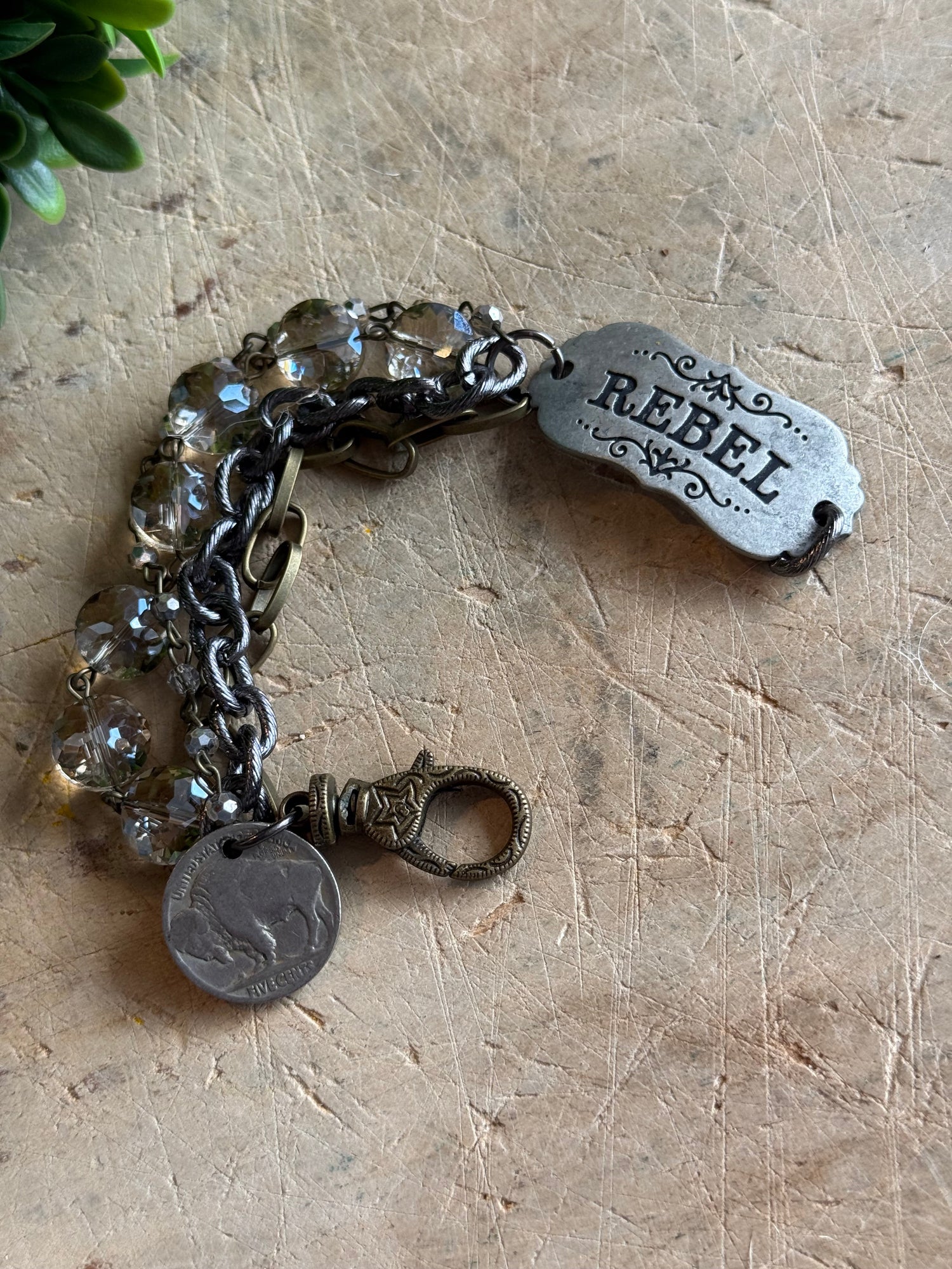 Rebel Vintage Stamped Bracelet