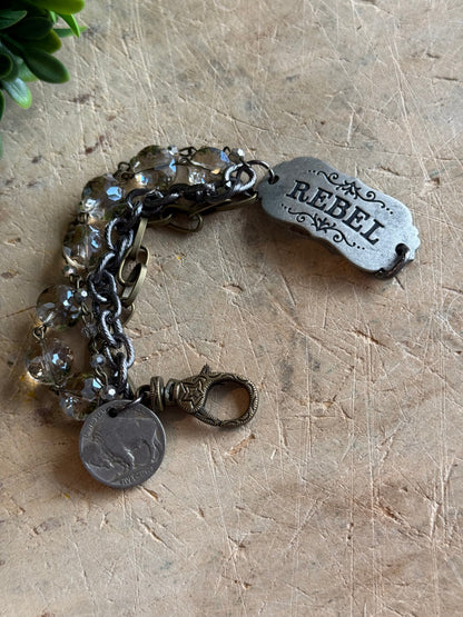 Rebel Vintage Stamped Bracelet