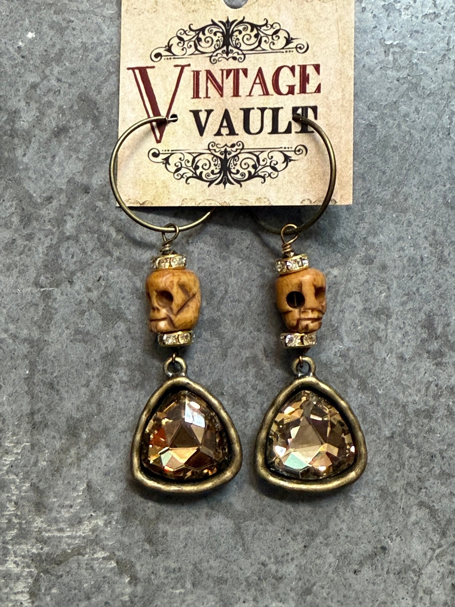 Dead Head Crystal Earring - Vintage Vault Boutique
