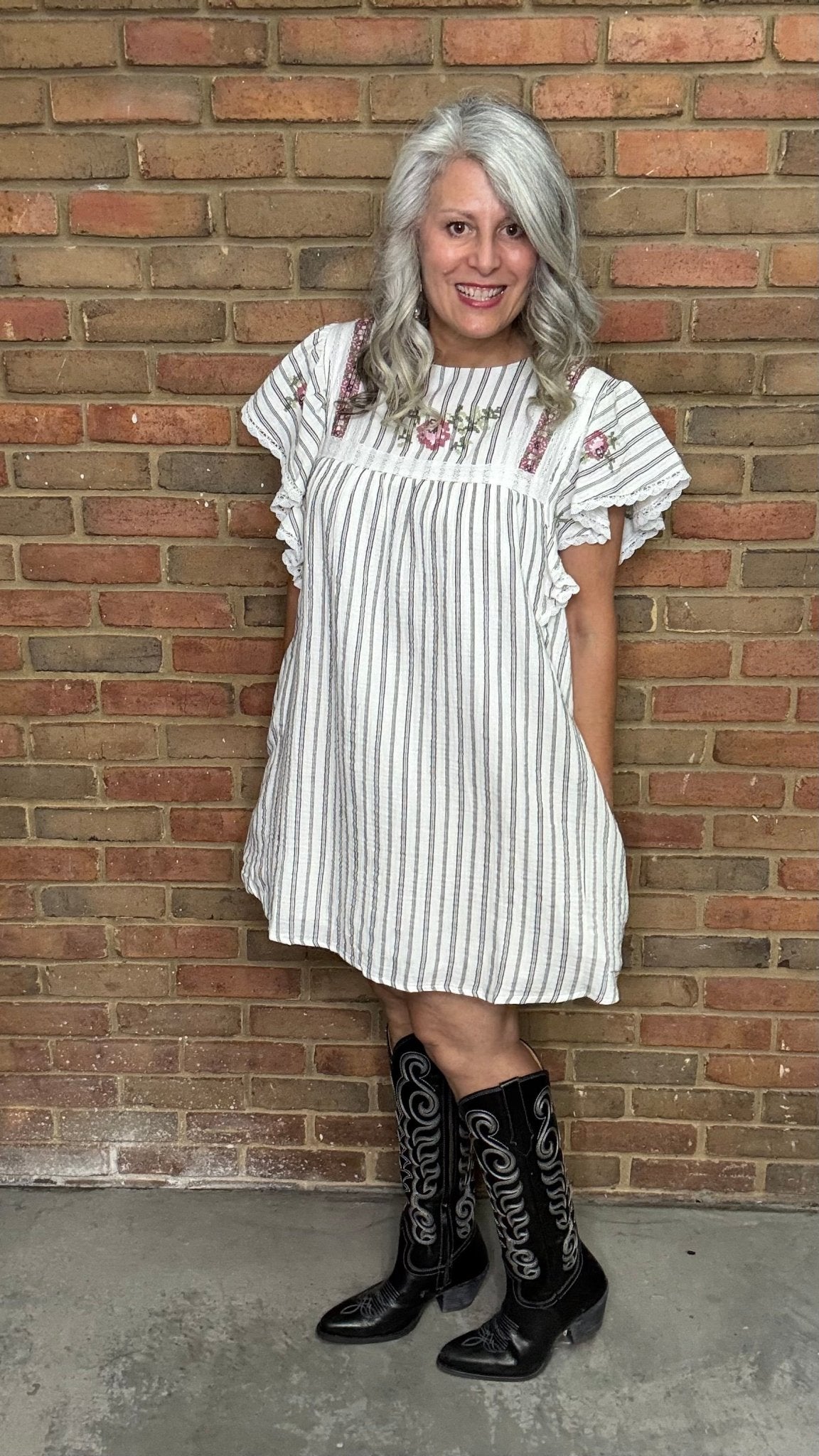 Cross Stitch Striped Cotton Dress - Vintage Vault Boutique