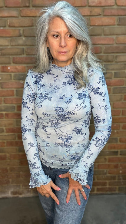 Burn Out Sheer Mesh Top - Vintage Vault Boutique