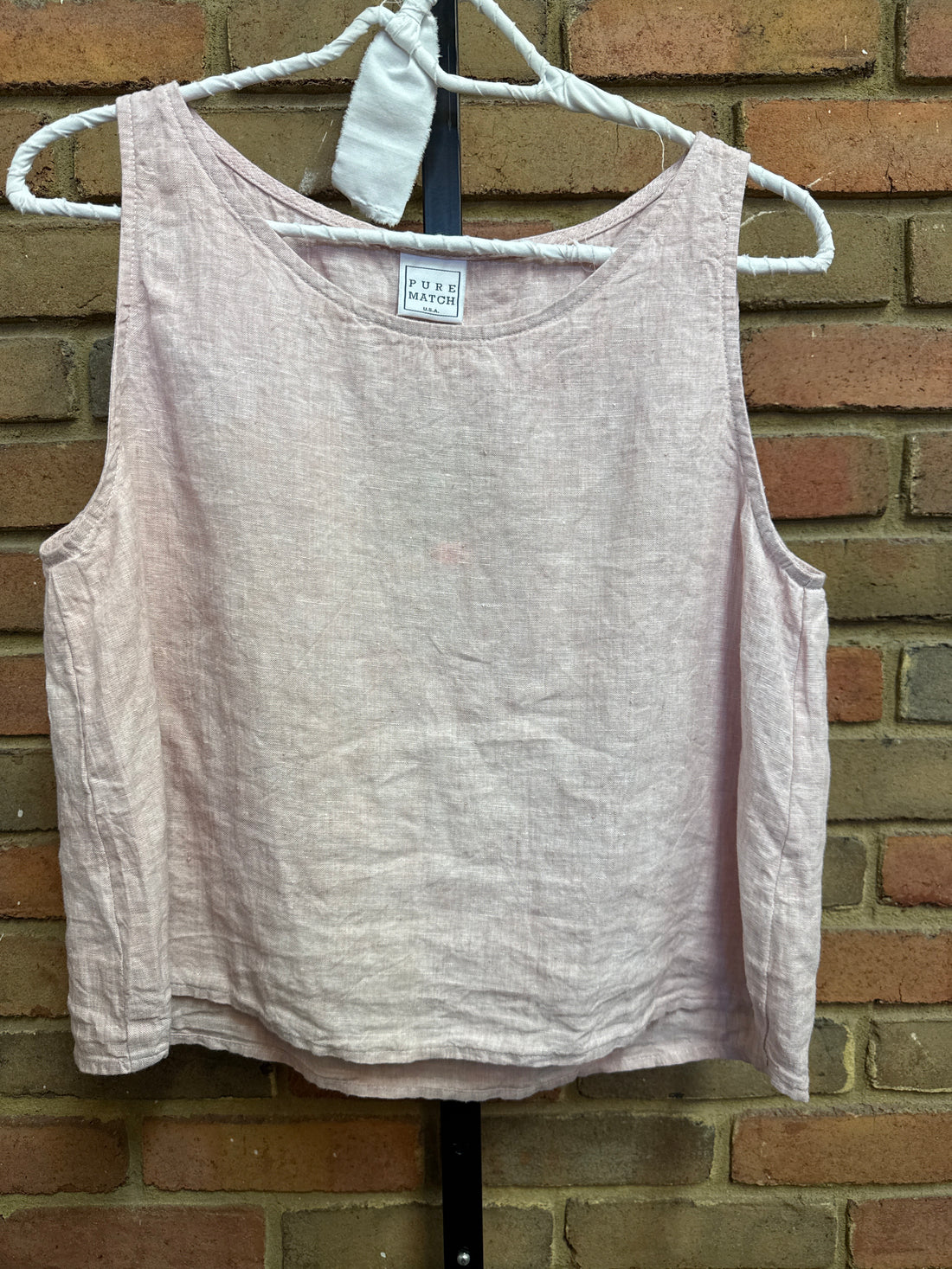 Yarn Dyed Crop Tank Top - Pink S