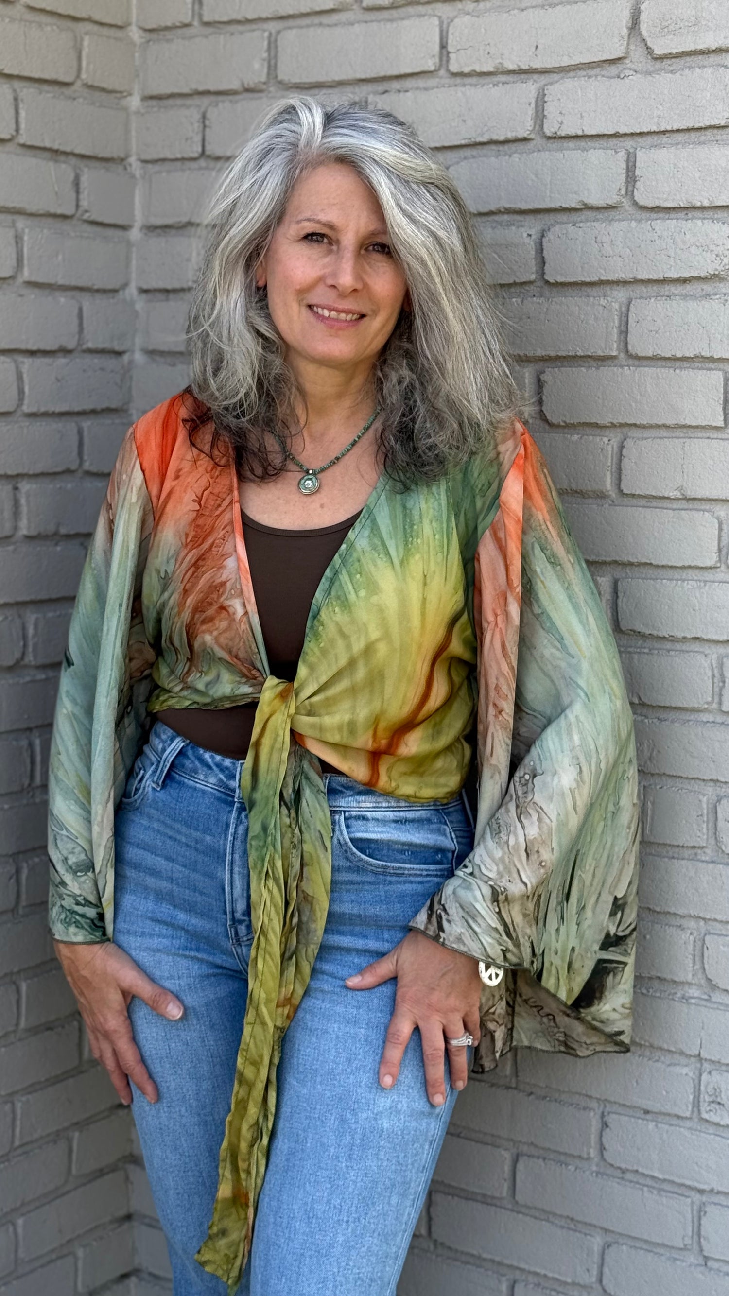 Orange/Green Tie Dye Shrug Cardigan