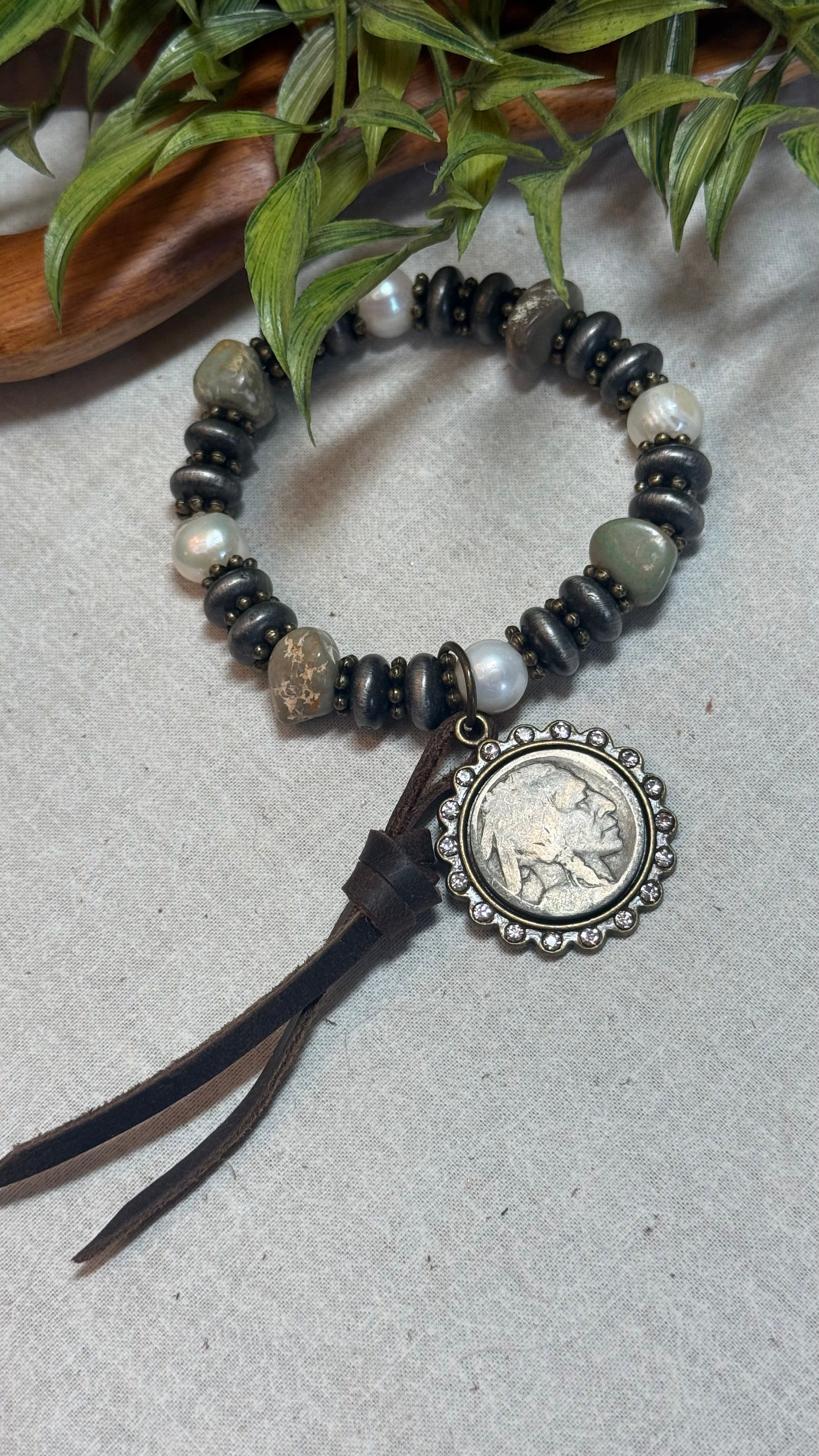 Mixed Bead Nickel Stretch Bracelet