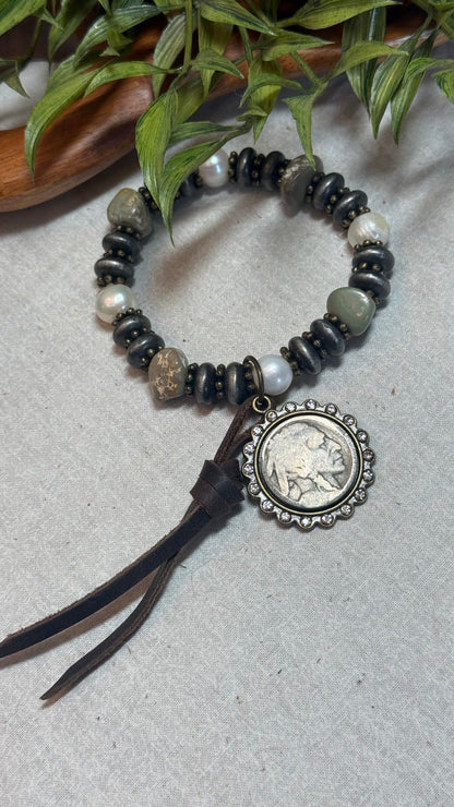 Mixed Bead Nickel Stretch Bracelet