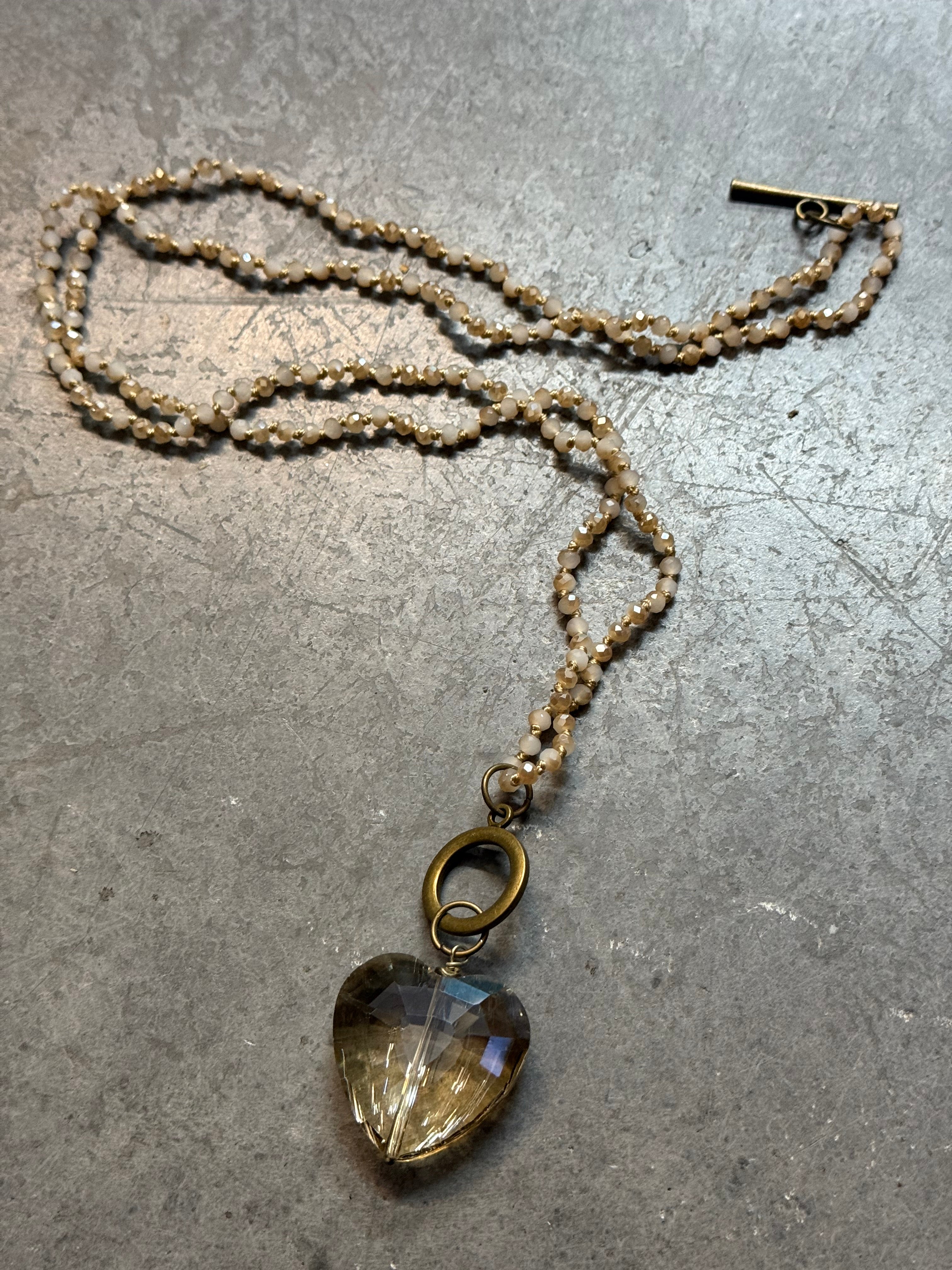 Crystal Beige Heart Necklace