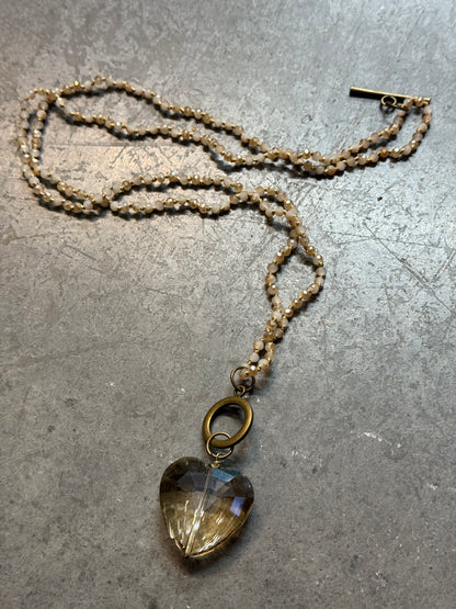 Crystal Beige Heart Necklace