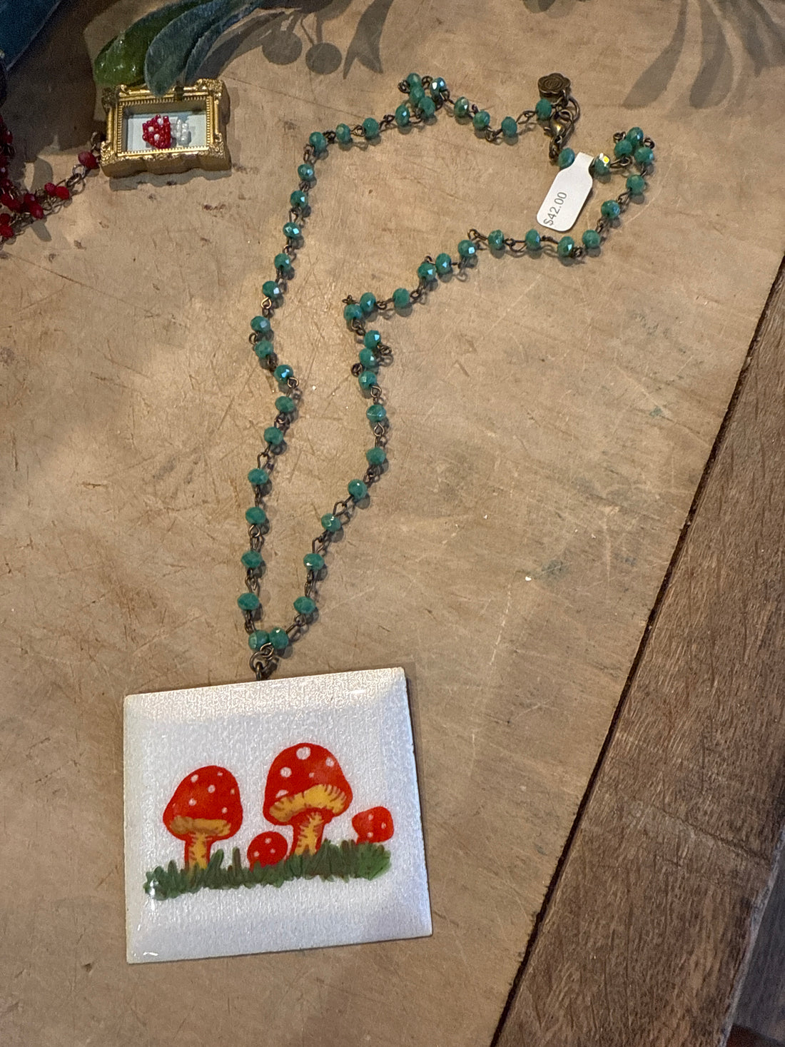 Mushroom Tin Necklace