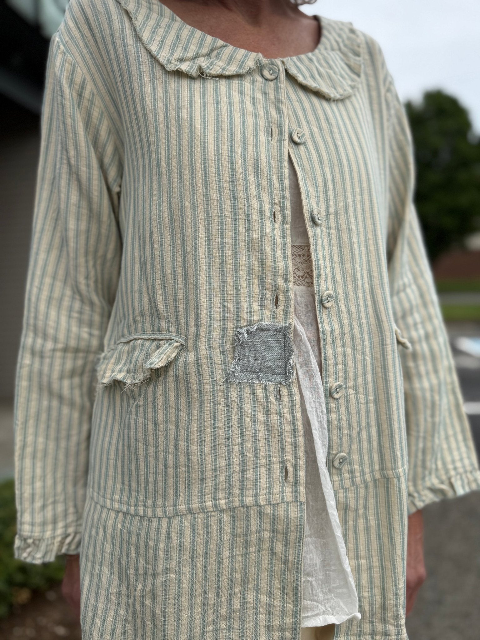 Flore Jacket Blue Stripe - Vintage Vault Boutique