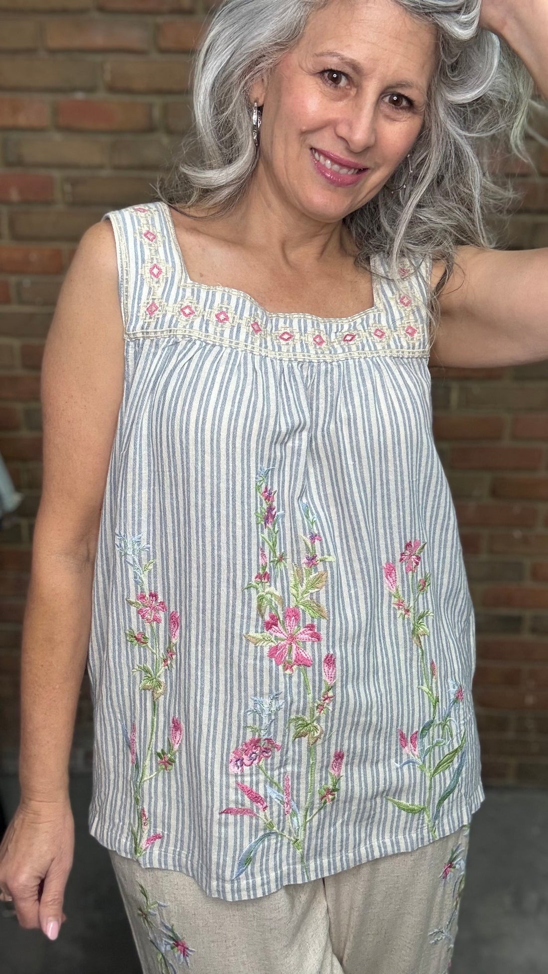 Linen Stripe Smock Tank