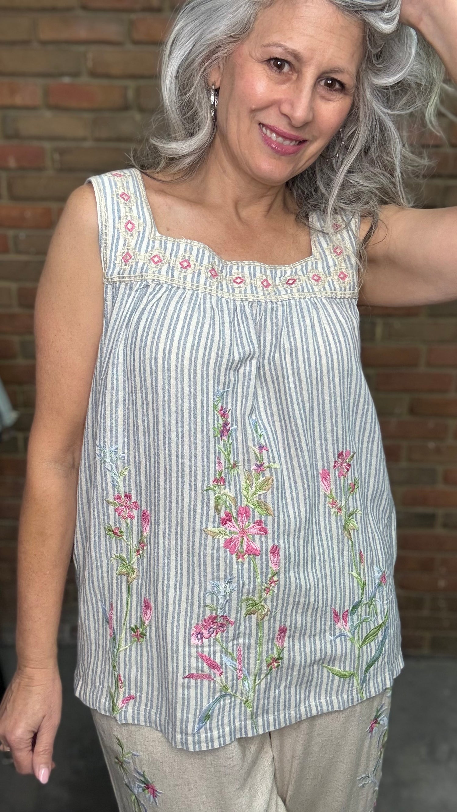 Linen Stripe Smock Tank